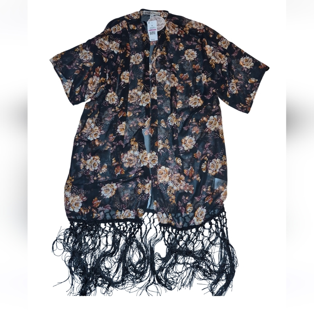 Gypsies & Moondust Black and Gold Floral Kimono